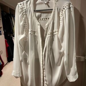 Daniel Rainn Cream Blouse with Floral Details